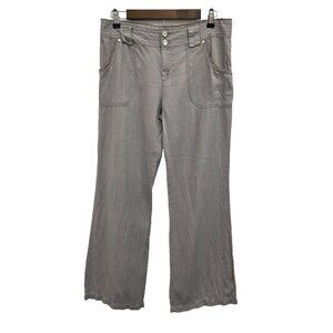 INC International Concepts Linen Wide Leg Pants Size 8‎ Gray Beachy Boho Classic